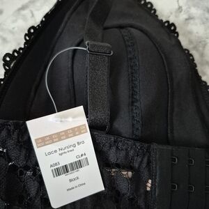 Momanda Lace Plunge Nursing Bralette Black 36DD NWT